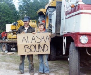 Norman and Sylvia, June 1979 with the Freightliner, Cat, and Swamp Buggy