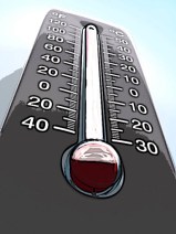 Thermometer showing temp over 40 below zero
