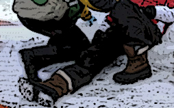 man down with broken leg in snow