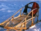 a hand made wooden dog sled